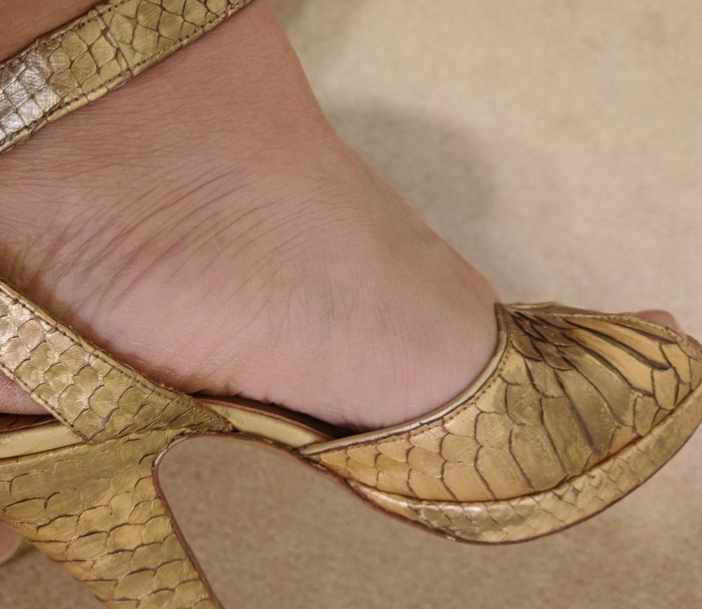 Terry De Havilland Gold Python Platform Sandals - image 4